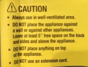 air fryer warning